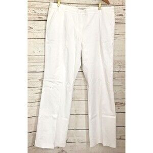 LANDS END Womens White Chinos Stretch Pleated Pants Size 14 X 34 Fully Lined NEW